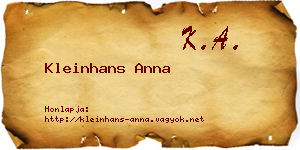 Kleinhans Anna névjegykártya